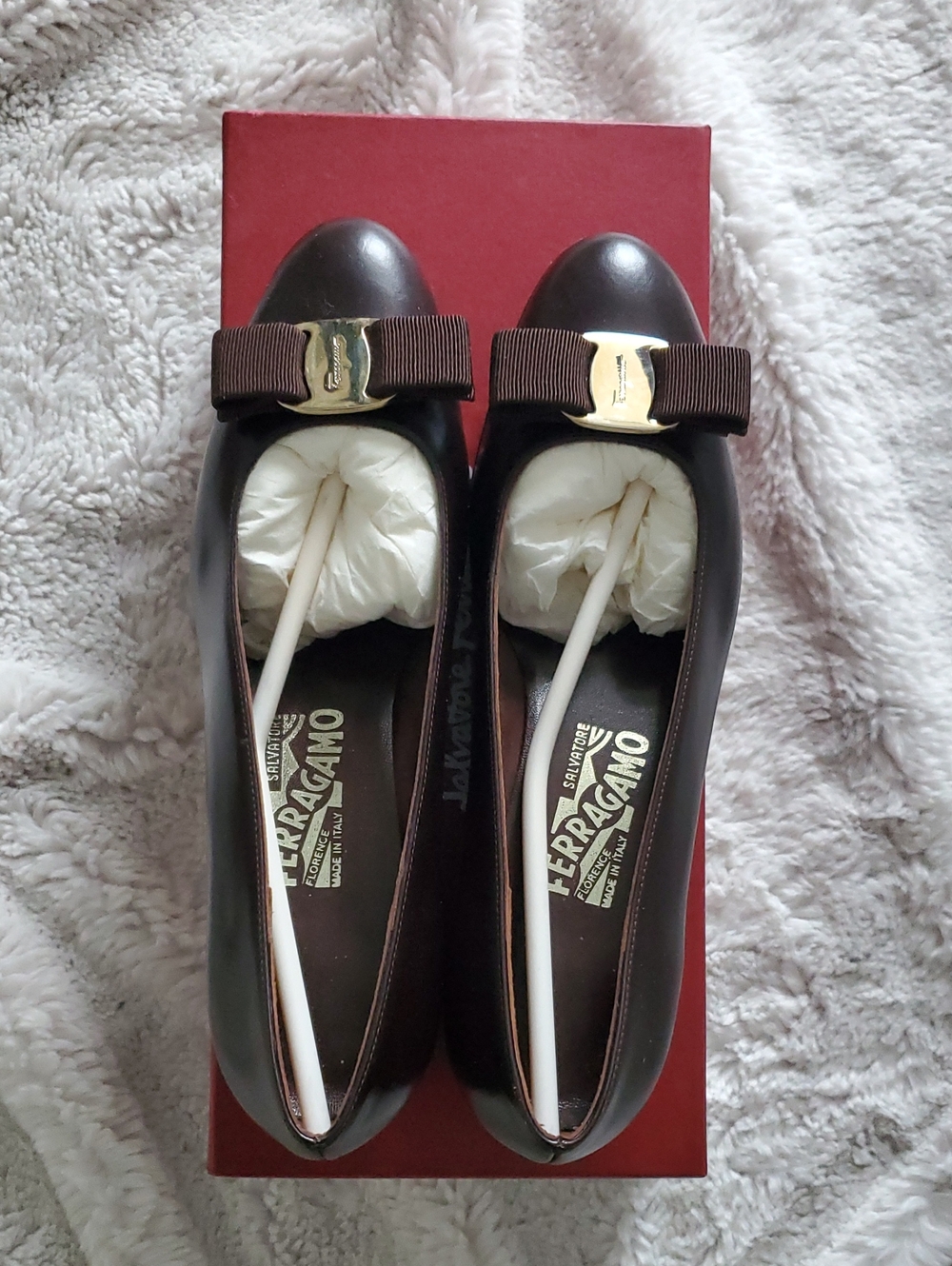 Salvatore Ferragamo Vera Bow Shoes - Brown